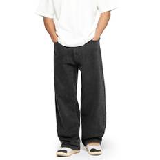 Herren Wide Baggy Jeans Streetwear Wide Loose Fit, Hosengröße:W32 L32, Farbe:Black