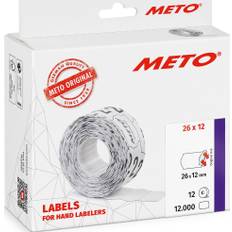 Meto Prisetiketter Perm. 26 x 12 mm vit 12 rl. - Vit