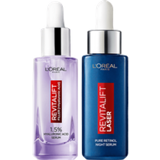 L'Oréal Paris Revitalift Filler 1,5% Hyaluronic Acid Serum + Laser Pure Retinol Night Serum 2 x 30 ml