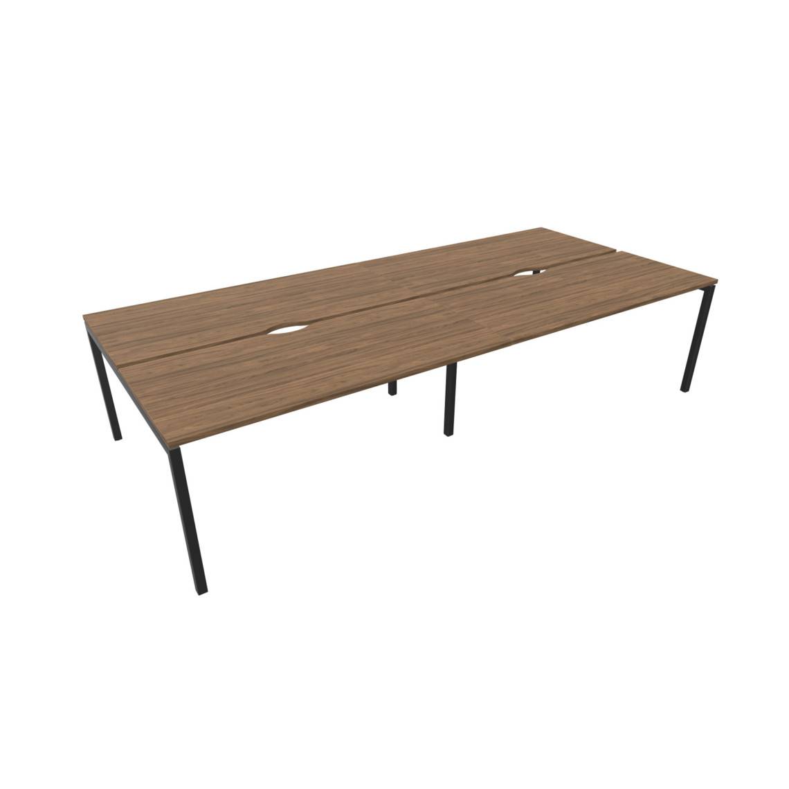 Skrivbord Nova U - För 4 personer, Utförande Black / Walnut, Storlek 360 cm