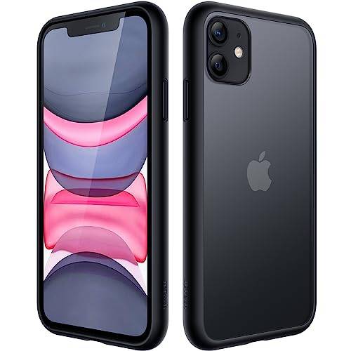 JETech Matte Skal för iPhone 11 6,1 Tum, Stötsäkert Fallskydd Militärklass Case, Matt Fodral Genomlysande Tillbaka, Anti-Fingeravtryck (Svart)