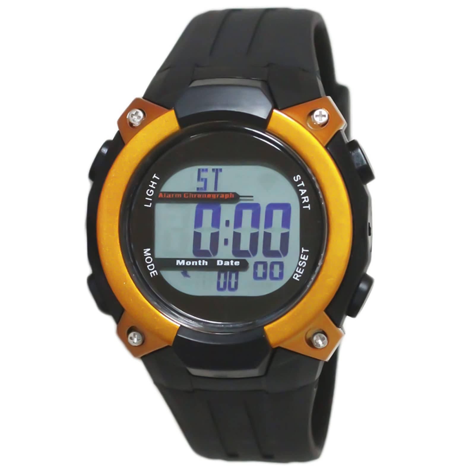 CREPHA Formia Digital Solar Dual Water Resistant Urethane Watch, Radio-Controlled Powered, Power, Multifunctional, (5 ATM), Strap, Men's, Orange, orange