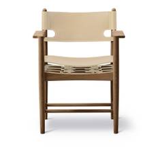 Fredericia Furniture - The Spanish Dining Armchair, Smoked oak, Natural leather - Matstolar - Børge Mogensen - Beige - Läder/Trä