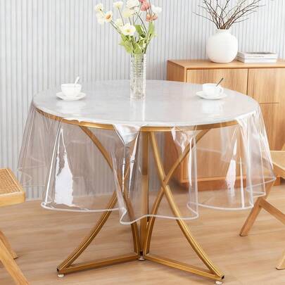 100 % vattentät och oljetålig rund bordsduk i kraftig vinyl, lämplig för middagar, fester och camping - avtorkningsbar - Multifärgad (Multi-size)