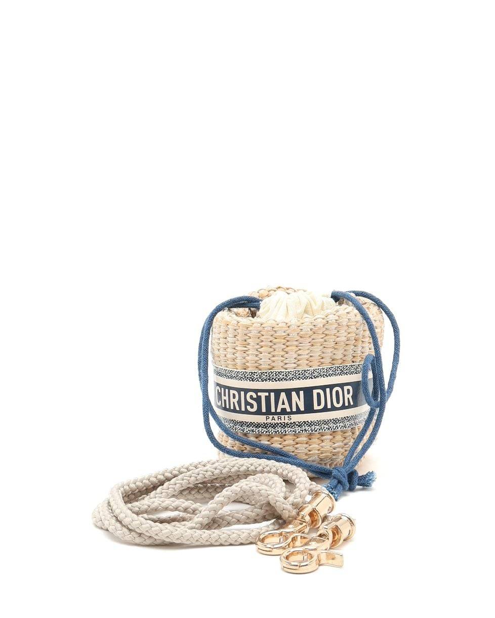 Christian Dior Mini Raffia Pouch - Beige - One Size
