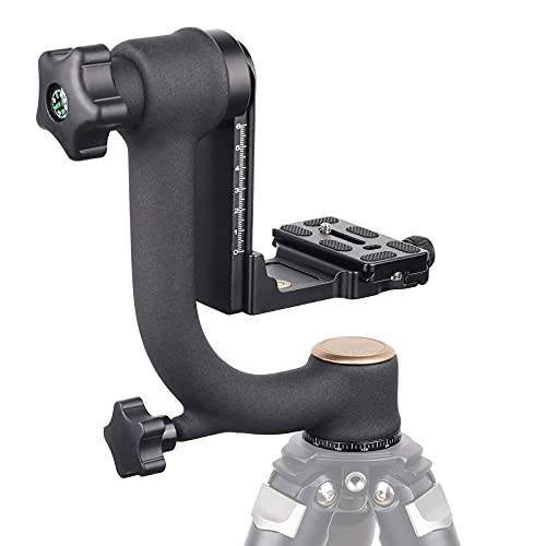 ARTCISE Professional Gimbal stativhuvud, tunga huvuden med standard 1/4 tum snabbkopplingsplatta och vattenpass för DLSR kamerastativ, max. belastning 20 kg/44 lb