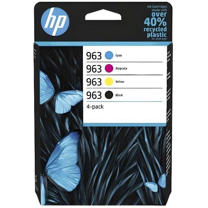 HP 963 Förpackning med 4 äkta bläckpatroner svart, cyan, gul och magenta (6ZC70AE) för HP OfficeJet Pro 9010 / 9020-serien