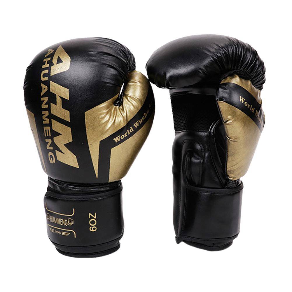Elastiska Boxningshandskar PU Läder Svamp Professionella Boxningshandskar Andningsbara Muay Thai Sanda Handskar Vuxna Barn Sportartiklar gyllene