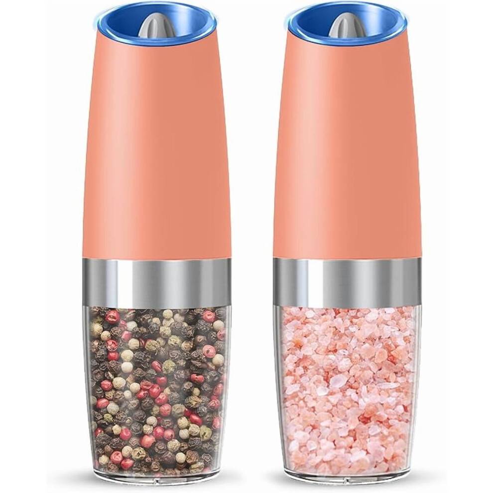 Gravity elektrisk salt- och pepparkvarn, batteridriven (6 AAA styck), justerbar grovlek, LED-ljus, 2-pack, svart