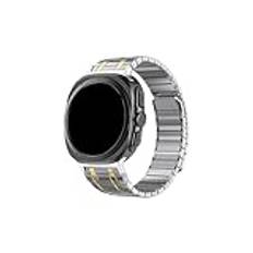 Mag netiskt spänne Metal Rostfritt stål Band Passar for Samsung Galaxy Watch Ultra 47mm Armband Luxury NO Gap Strap(Silver gold)