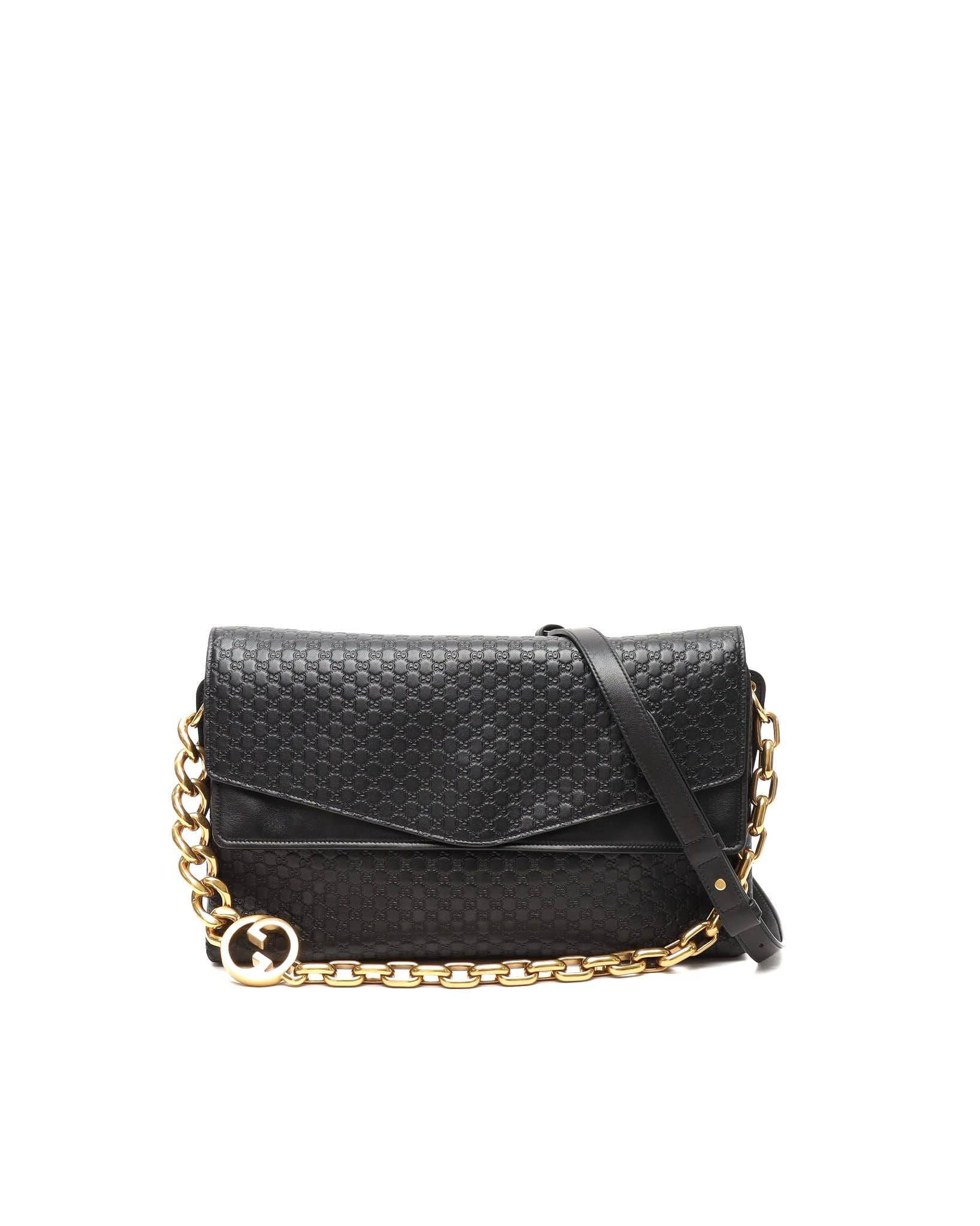 Gucci 2026s Large Guccissima Chain Bag - Black - One Size