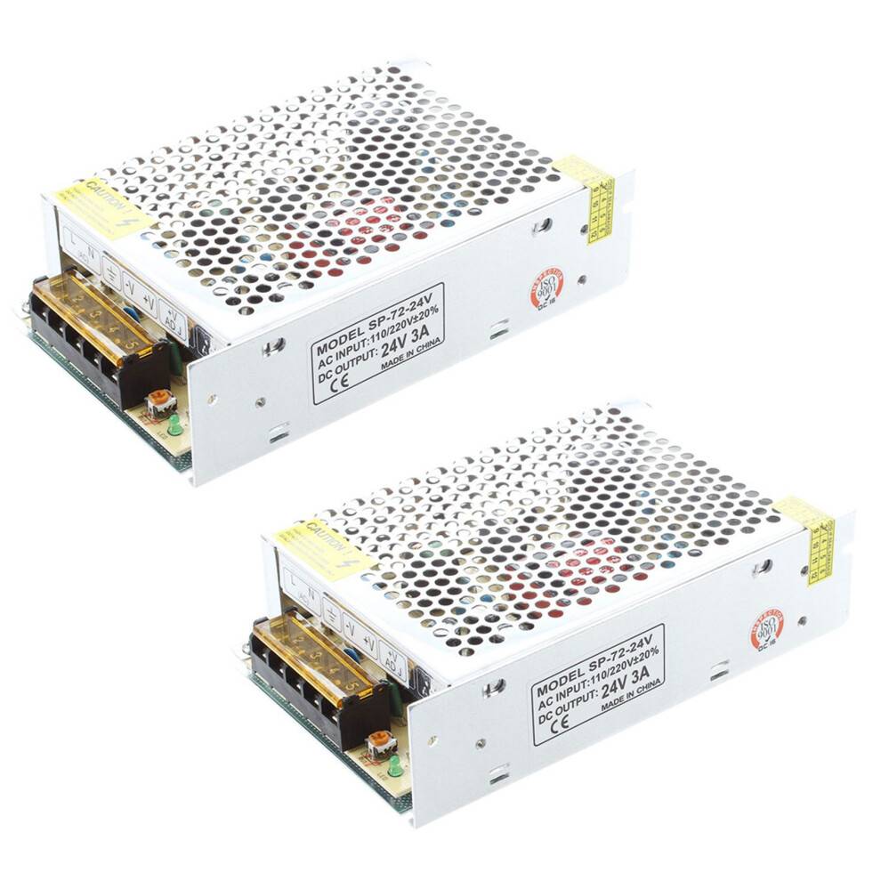 2X AC 110/220V 24VDC 3A 72W Power Supply Transformer for LED Flexible Strip Lamp