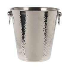 Champagnekøler m. håndtag hammeret stål - 21x21 cm