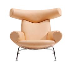 Fredericia Furniture - Wegner Ox Chair, Chrome, Leather Cat. 4 Vegeta 90 Natural - Fåtöljer - Hans J. Wegner - Beige - Läder/Metall