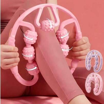 Sportmassage-roller, anti-cellulite-massager, slimmande yogatrainer, U-formad pilates-muskelavslappningsroller, gymnastik- och fitnesstillbehör, vatte - vattendroppsrulle (Purpur,rosa,askpulver,Gråaktig lila)