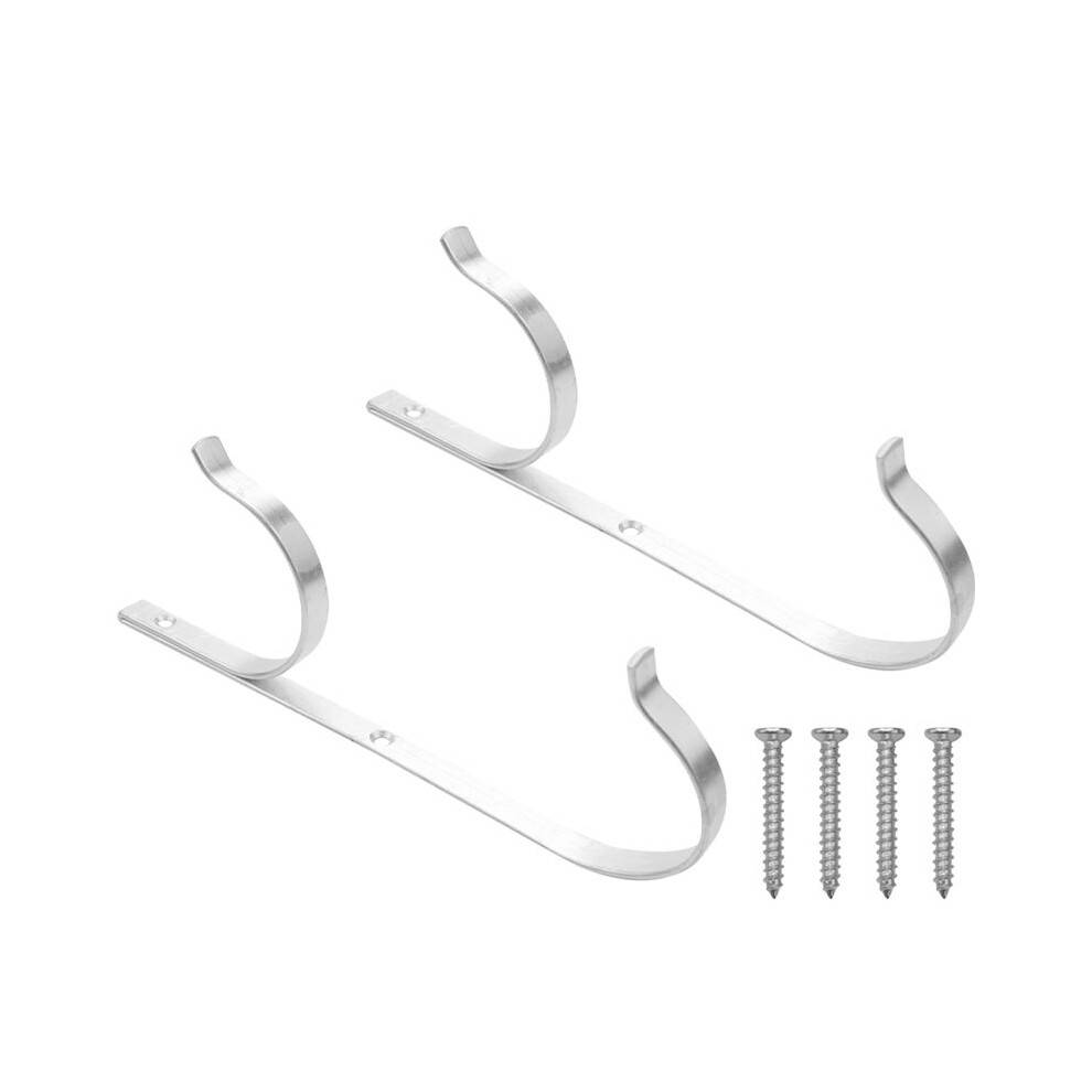 Pool Pole Hanger Premium 2Pcs Aluminium Holder Set, Perfect Hooks for Telescopic Poles, Skimmers, Leaf Rakes, , Brushes, Vacuum Hose, Garden Tools