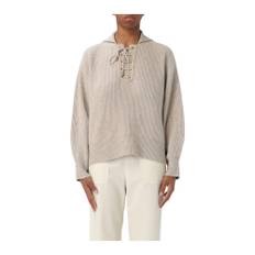 Max Mara, Stickade tröjor & koftor, Dam, L, Kashmir, Räfflad Kashmirtröja - beige (L)