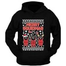 Merry Squidmas Christmas XMAS Long Sleeve Hoody Sweatershirt Pullover for Men Unisex Hoodie Black XL