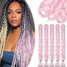 5 Pack Afro Flätningshår Hårförlängningar Kanekalon virkat flechthaar fläta försträckt Flechthaare Syntetiskt Rosa-1