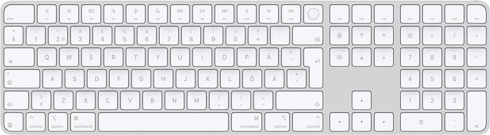 Magic Keyboard med Touch ID och numerisk del för Mac-modeller med Apple Silicon USB-C – Brittiskt Engelskt Tangentbord - Vit