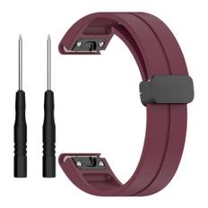 Garmin Fenix 7X/6X/6X Pro etc. Klockarmband i silikon med magnetlås - Röd