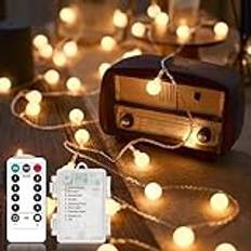 Liyade Globlampor utomhus/inomhus, 8,5 m 60 LED globlampor batteri dimbar, utomhuslampor IP65 vattentät 8 ljuslägen, perfekt för julfest trädgård bröllop