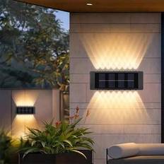 2 st solcellsdrivna utomhusvägglampor, IP65 vattentäta LED-trädgård uteplats däck staket dekorativa solcellsvägglampor, solcellslampor utomhus - Svart (Multi-size)
