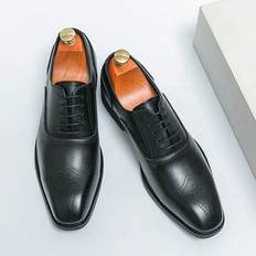 Men's Lace-Up Formal Shoes, British Style Classic Leather Brogues, Breathable Men's Dress Shoes, Wedding Shoes For Men Formal/Business Formal - Black - EUR38,EUR39,EUR40,EUR41,EUR42,EUR43,EUR44,EUR45