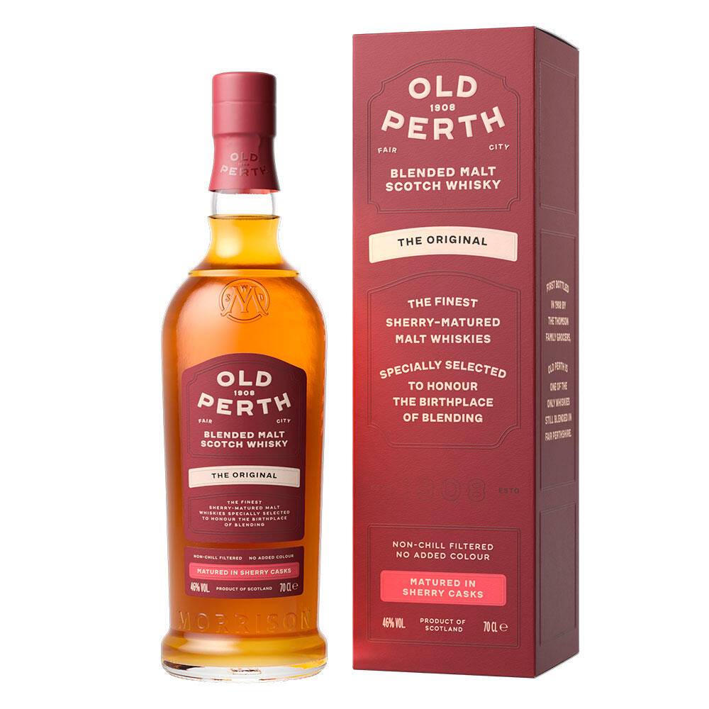 OLD PERTH ‘THE ORIGINAL’ BLENDED MALT SCOTCH SHERRY MATURED WHISKY.