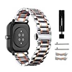 Niboow 20 mm armband för Amazfit Bip 3 Pro/Bip 3/GTS 4/GTS 4 Mini/GTS 3/GTS 2 Mini, klockarmband i rostfritt stål för Samsung Galaxy Watch 5/Watch 5 Pro 45 mm/4 Classic/Huawei Watch GT 3 Pro 43 mm