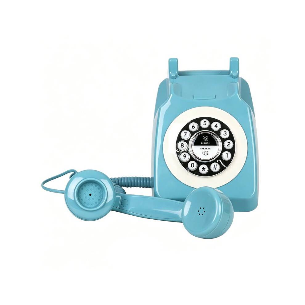 Retro Landline Phone with Handset & Speakerphone - Classic Cordless Desk/Home Telephone, USB Rechargeable