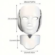 TEMU 7-color Led Facial Mask For Face & Neck Beauty Care, Usb Rechargeable Lithium Polymer Battery, 1200mah, Perfect Valentine's Gift For Girlfriend, Female ,
