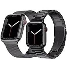 Hongxinzhan Pack med 2 metallersättningsarmband kompatibelt med Apple Watch armband 45/44/42/49 mm (S1-S9, Ultra1/2)/46 mm (S10), justerbara premium armband i rostfritt stål för iWatch Serie