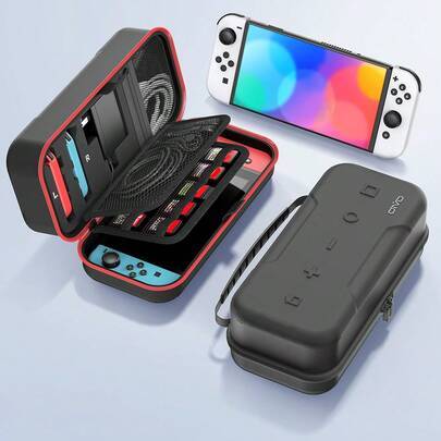 Bärväska, multifunktionell skyddspåse kompatibel med OLED-modell, rymmer konsol, laddare, spelkort, kablar och handledsrem - Svart (För Switch Röd Förvaringsväska,För Switch svart förvaringsväska)