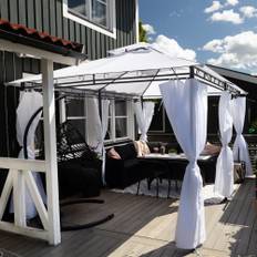 Paviljong 4x3m med väggar | Vit + Paket möbeltassar