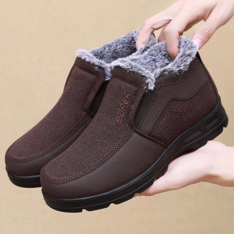 Men's Cotton Shoes Fleece Lined Warm Winter Boots - Brown / 43 (43)