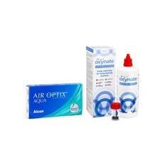 Air Optix Aqua (6 linser) + Oxynate Peroxide 380 ml med etui, PWR:-6.50, BC:8.60, DIA:14.2