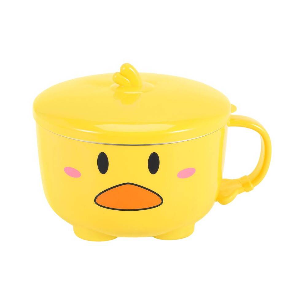 Duck Ramen Noodles Bowl with Lid Cute Stainless Steel Kitchen Fruit Instant Rice Soup Double-Layer Bowl Tableware 2