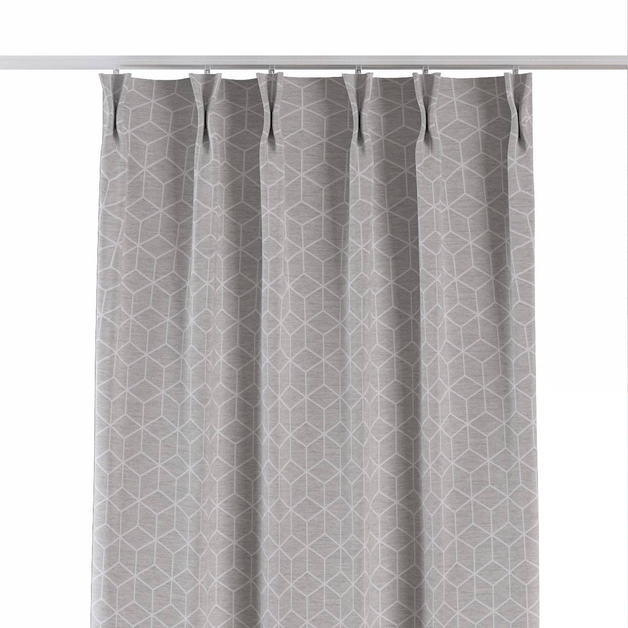 Gardin med dubbel fast veck 1 längd, Grå och vit Jacquard vävda, Sunny