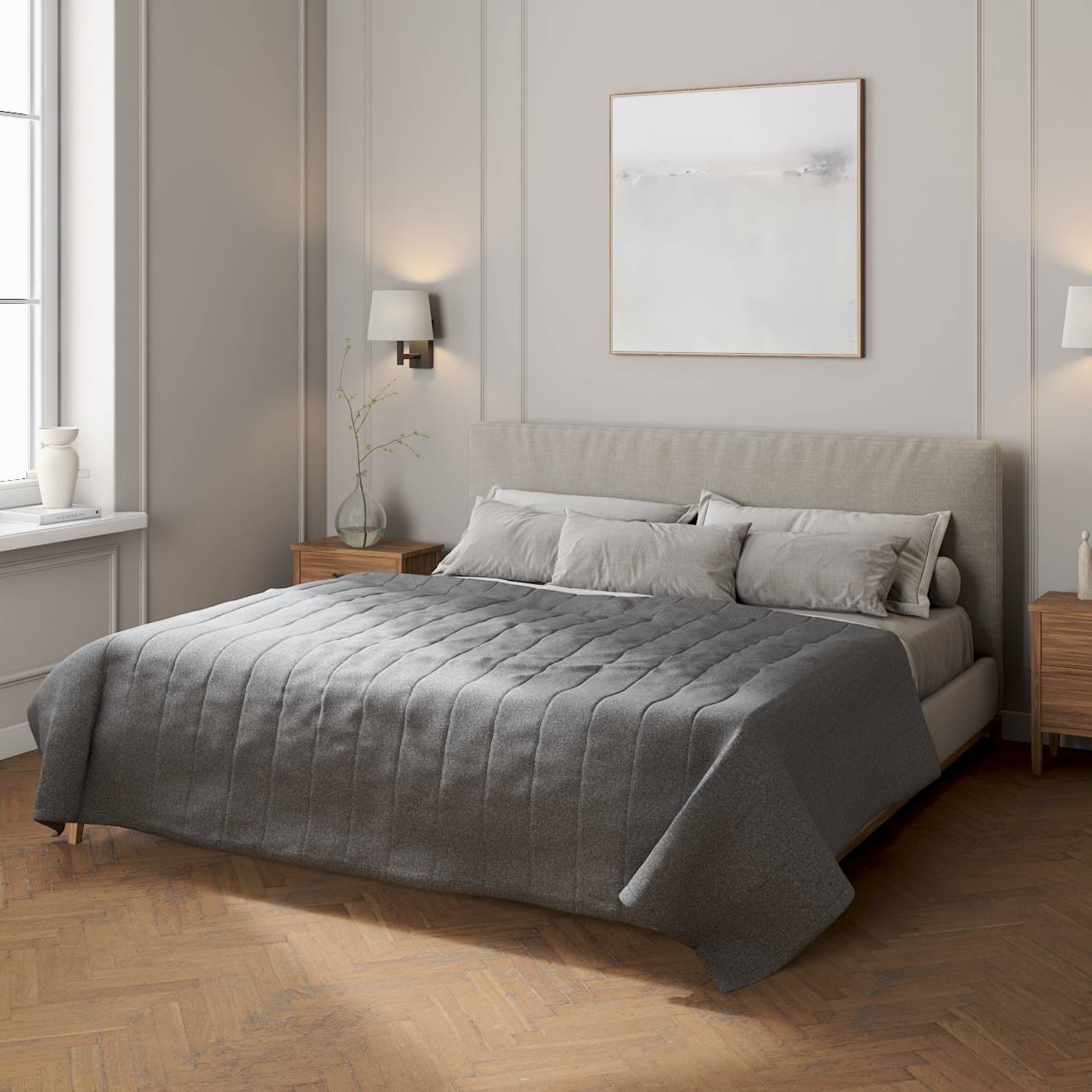 Överkast Quiltat/ränder, Grå, Amsterdam