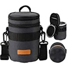 TARION Objektivväska, linsväska med hårt skal, stötsäker, vattenavvisande, kameralins, skyddsväska för Canon, Nikon, Pentax, Sony, Olympus-objektiv, Mörkblå, Large, Ryggsäck