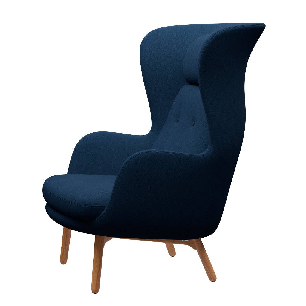 Ro Lænestol m. stel i eg fra Fritz Hansen Christianshavn - 1154 Blue - Jacobsen Plus