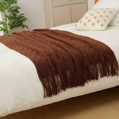 1pc Knitted Blanket, Sofa Throw Blanket, Bed Blanket, Office Nap Mat, Summer Scarf Shawl - Brown - 120*180