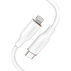 Anker PowerLine III-Flow, USB C till Lightning-kabel för iPhone 12 Pro Max/12/11 Pro/X/XS/XR / 8 Plus, AirPods Pro, (3 fot) [Apple MFi-certifierad] stöder strömförsörjning, kiselgel (molnvit)