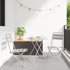 3-delars Fällbart Bistro Set i Beige Stål
