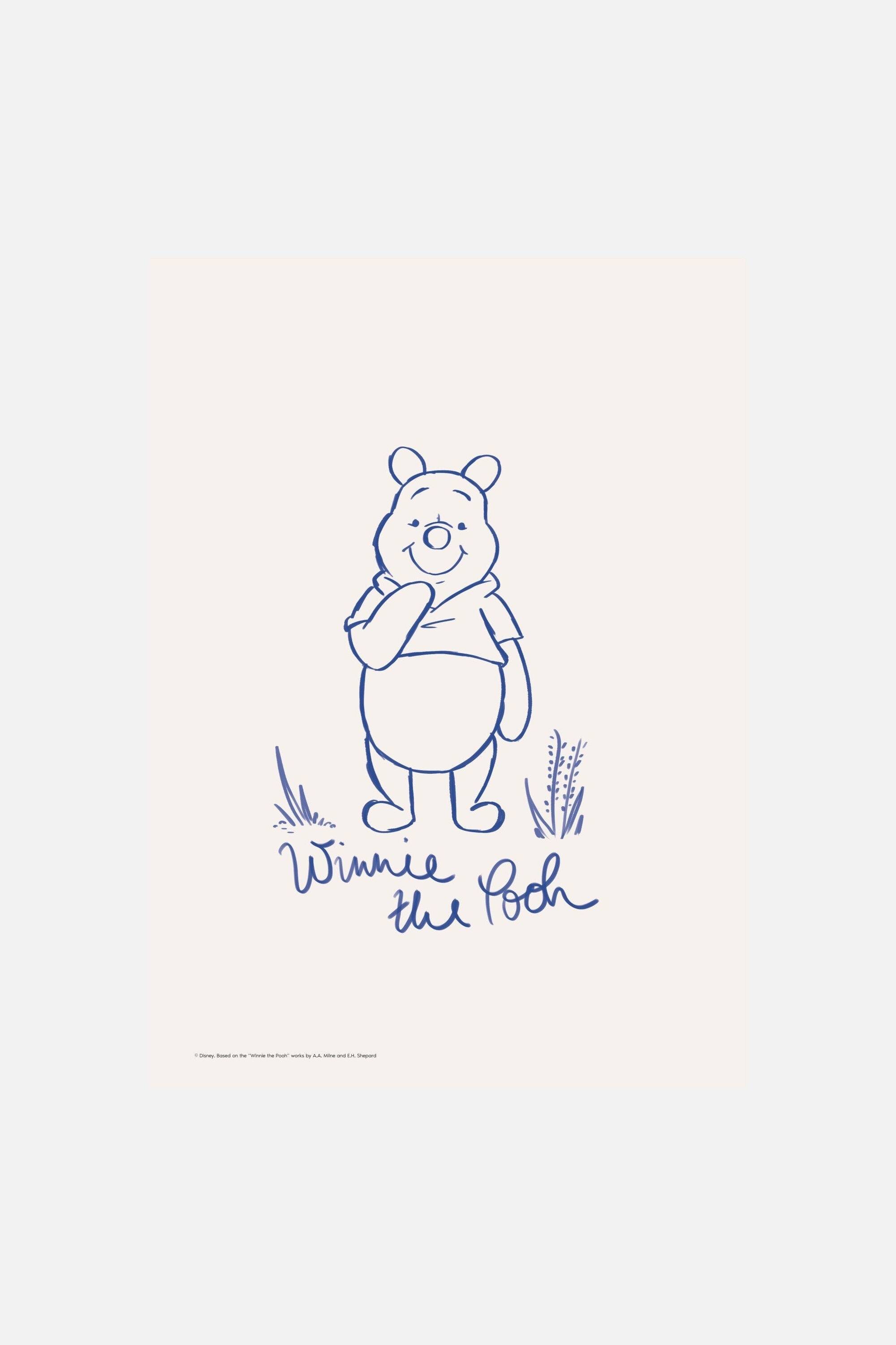 Flerfärgad Disney - Winnie The Pooh Blå Line Smile - Size: 30x40 - H&M (30x40)