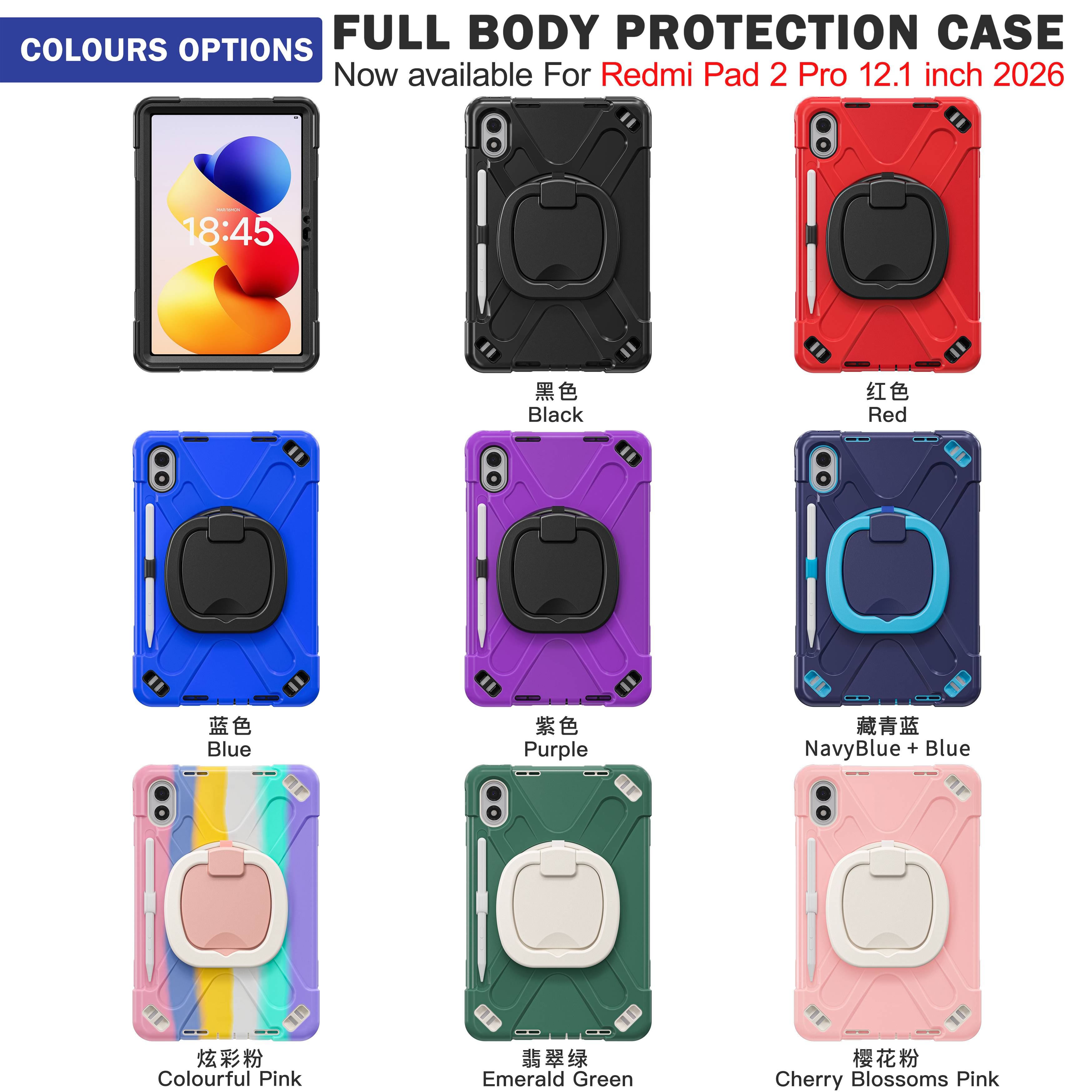 Armor Case For Xiaomi Poco Pad M1 Redmi Pad 2 Pro 2025 12.1 2509ARPBDG 25099RP13G 2509BRP2DG 360 Rotating Stand Heavy Duty Cover