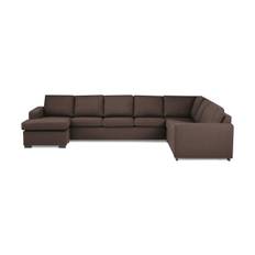 Basic Home Crazy 6-sits Vänstervänd U-formad X-Large Hörnsoffa med divan i Tyg - Brun