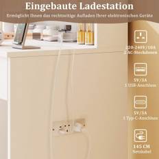 Sminkbord med justerbara LED-lampor och laddningsportar