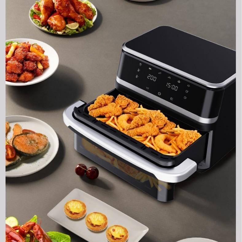 Smart 12L Multifunktionell Airfryer i Rostfritt Stål med Dubbel Insats